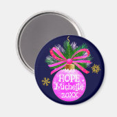 Einzigartiges rosa Ribbon Bauble Magnet (Vorderseite/Rückseite)