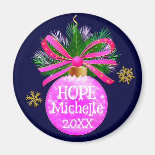 Einzigartiges rosa Ribbon Bauble Magnet