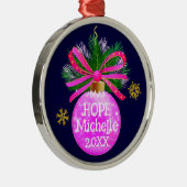 Einzigartiges rosa Ribbon Bauble Ornament Aus Metall (Rechts)