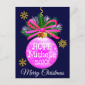 Einzigartiges rosa Ribbon Bauble Postkarte (Vorderseite)