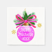 Einzigartiges rosa Ribbon Bauble Serviette (Vorderseite)