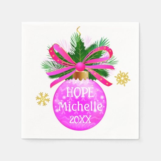 Einzigartiges rosa Ribbon Bauble Serviette (Vorderseite)