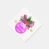Einzigartiges rosa Ribbon Bauble Serviette (Ecke)