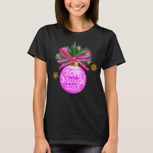 Einzigartiges rosa Ribbon Bauble T-Shirt (Vorderseite)