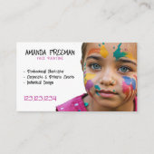 Einzigartiges rosa und weiße Kinder-Gesichtsmaler Visitenkarte (Vorderseite)