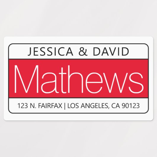 Einzigartiges Rot Weiß und Schwarz wasserdicht Etiketten (Design 2)