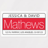 Einzigartiges Rot Weiß und Schwarz wasserdicht Etiketten (Design 1)