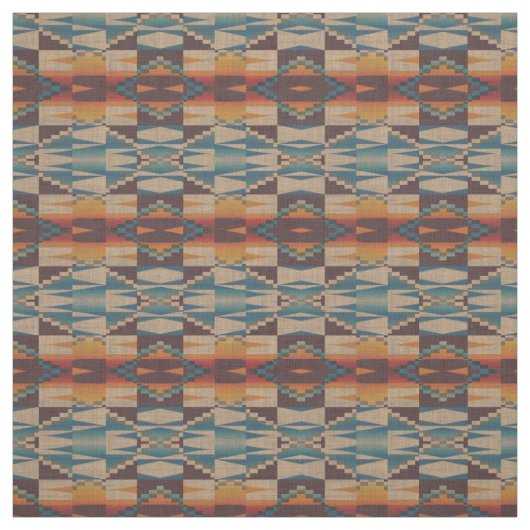 Einzigartiges Rotes Brown Aquamarin Blue Orange Mo Stoff (Muster)