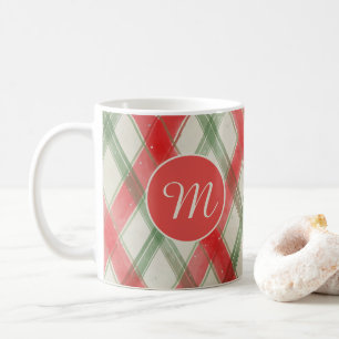 Einzigartiges, rotes und grünes Weihnachtsmuster Kaffeetasse