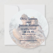 Einzigartiges Round Foto Brushed Blue and Gold Wed Save The Date (Rückseite)