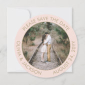 Einzigartiges Round Foto Modernes Blush Pink Gold Save The Date (Vorderseite)