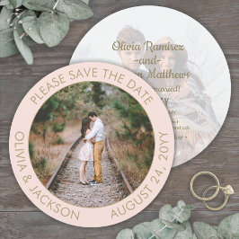 Einzigartiges Round Foto Modernes Blush Pink Gold  Save The Date
