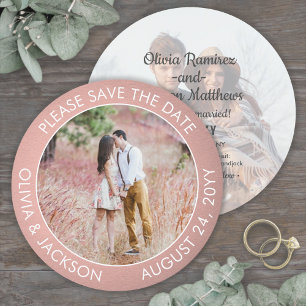 Einzigartiges rundes Foto Moderne rosa Ombre-Hochz Save The Date