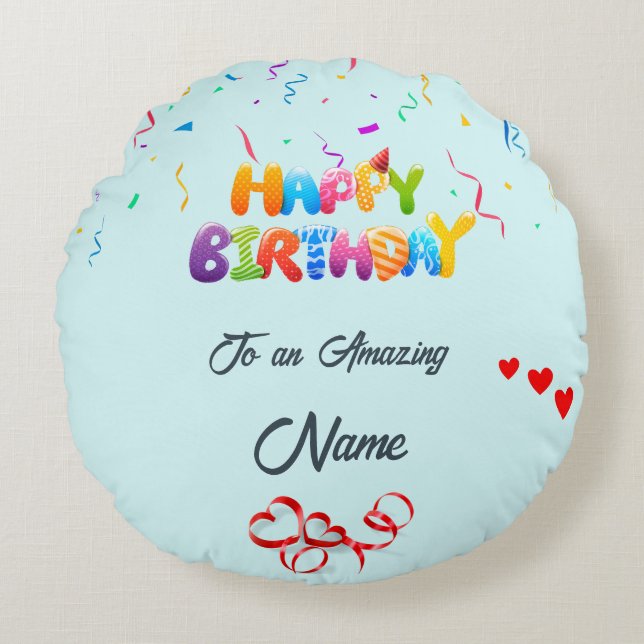 Einzigartiges Rundkissengeschenk zum Geburtstag Rundes Kissen (Vorderseite)