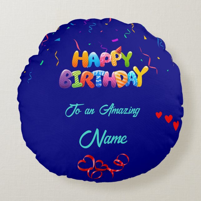 Einzigartiges Rundkissengeschenk zum Geburtstag Rundes Kissen (Vorderseite)