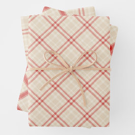Einzigartiges Rustikales Creme & Rot Geschlängelte Geschenkpapier Set