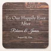 Einzigartiges rustikales Holz, glücklich immer Rechteckiger Pappuntersetzer (Vorderseite)