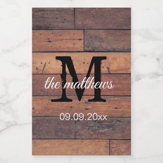 Einzigartiges rustikales Monogramm Party Personali Weinetikett (Einzelnes Label)