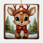 Einzigartiges rustikales Weihnachts-Rentier-Liebha Keramikornament (Rückseite)