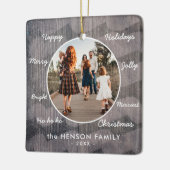 Einzigartiges rustikales Weihnachtsfest wünscht Fo Keramikornament (Links)