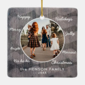 Einzigartiges rustikales Weihnachtsfest wünscht Fo Keramikornament (Rückseite)