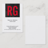 Einzigartiges schlichtes Schwarz-weißes Monogramm Visitenkarte (Vorne/Hinten)