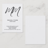 Einzigartiges schlichtes Schwarzweiß-Monogramm Visitenkarte (Vorne/Hinten)