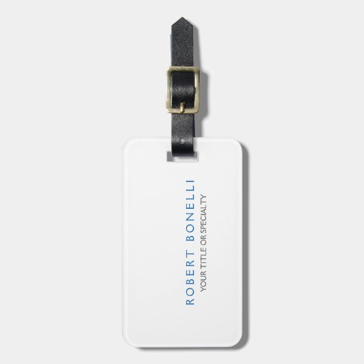 Einzigartiges Schlichtes Weiß Gepäckanhänger (Vorderseite vertikal)