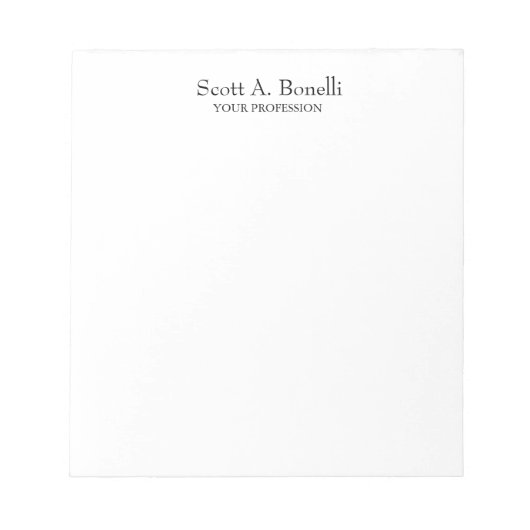 Einzigartiges Schlichtes Weißes Special Notizblock (Vorderseite)