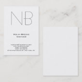 Einzigartiges, schlichtes, weißgraues Monogramm Visitenkarte (Vorne/Hinten)