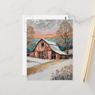 Einzigartiges schönes Winter-Barn-Gemälde Postkarte