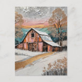 Einzigartiges schönes Winter-Barn-Gemälde Postkarte (Vorderseite)