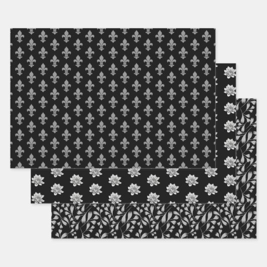 Einzigartiges Schwarz-Gemustert Geschenkpapier Set (Set)