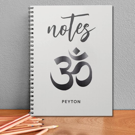 Einzigartiges Schwarz Texturmetall Om Symbol Noteb Notizblock
