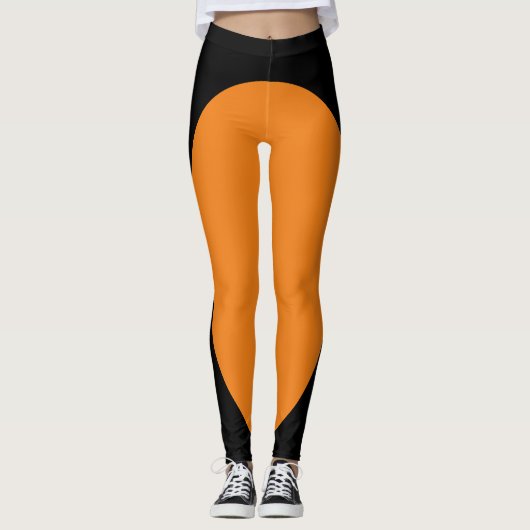 Einzigartiges Schwarz und Orange Leggings (Vorderseite)
