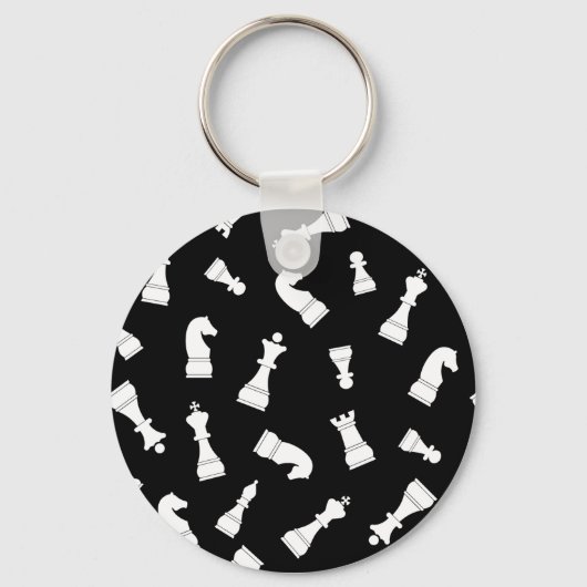 Einzigartiges Schwarz-Weiß-Schachmuster Schlüsselanhänger (Vorderseite)