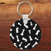Einzigartiges Schwarz-Weiß-Schachmuster Schlüsselanhänger (Rückseite)