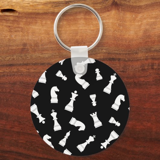 Einzigartiges Schwarz-Weiß-Schachmuster Schlüsselanhänger (Rückseite)