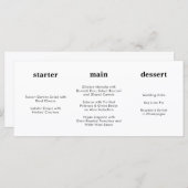 Einzigartiges Schwarz-weißes, horizontales Hochzei Menükarte (Vorne/Hinten)