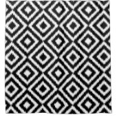 Einzigartiges, Schwarz-weißes Ikat Square-Muster Duschvorhang (Vorderseite)