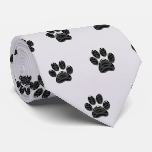 Einzigartiges schwarzes Dog-Pfoten-Muster Krawatte (Gerollt)