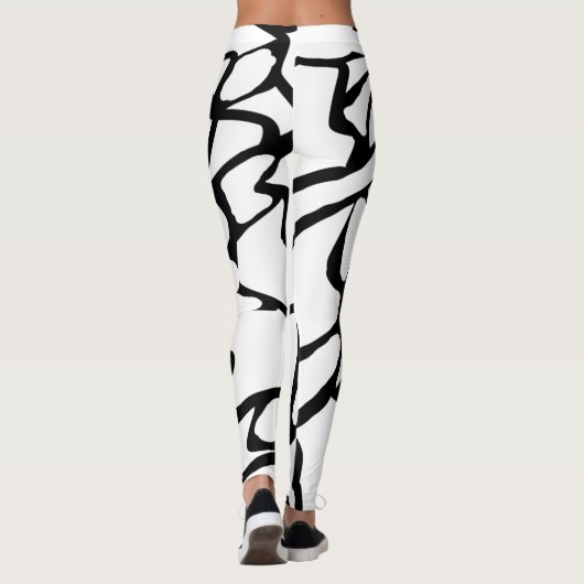 Einzigartiges Schwarzweiß-Design Leggings (Rückseite)