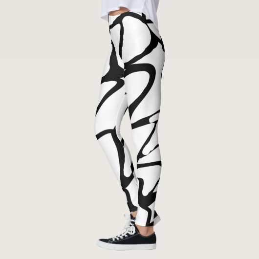 Einzigartiges Schwarzweiß-Design Leggings (Links)