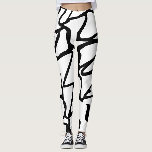 Einzigartiges Schwarzweiß-Design Leggings (Vorderseite)