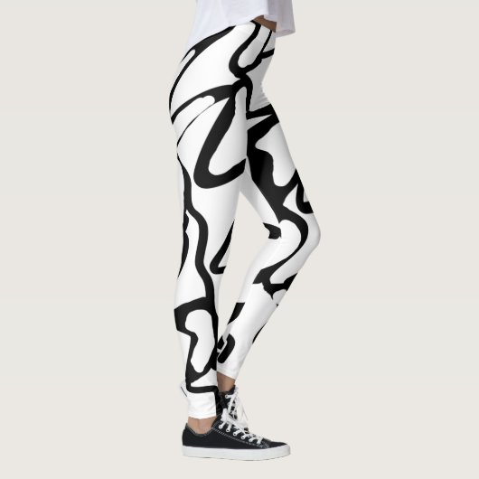 Einzigartiges Schwarzweiß-Design Leggings (Rechts)