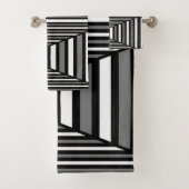 Einzigartiges Schwarzweiß-Muster Badhandtuch Set (Insitu)