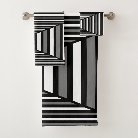 Einzigartiges Schwarzweiß-Muster Badhandtuch Set (Insitu)
