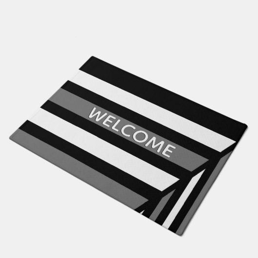 Einzigartiges Schwarzweiß-Muster Fußmatte (Schrägansicht)