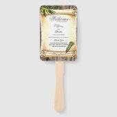 Einzigartiges Scroll & Feather Pen Hochzeitsprogra Fächer (Vorderseite)