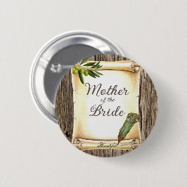 Einzigartiges Scroll & Feather Pen Mutter der Brau Button